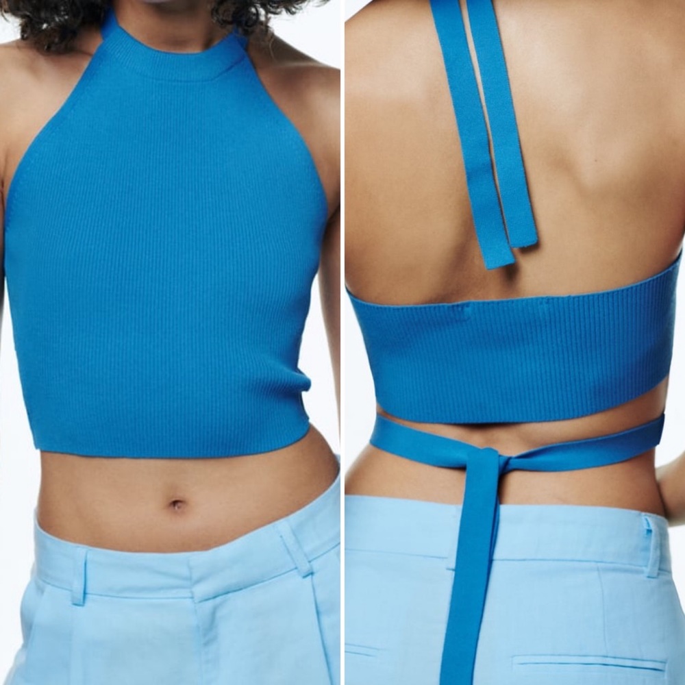 ZARA KNIT HALTERNECK TOP